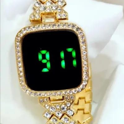 New Trend Fashion Steel Chain Diamond Women Watch Full Diamond Touch Screen LED Water Diamond Bracelet Watch_img_2