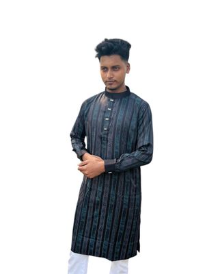 Elegant Striped Black Panjabi - Eid Collection 2025_img_1