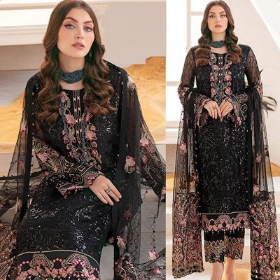 Soft Georgette semi Stitched -Embroidery Work Party dress_img_1