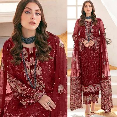 Soft Georgette semi Stitched -Embroidery Work Party dress_img_3