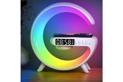 Smart Table Lamp with Wireless Charger, App Control,Sunrise WakeUp Light, RGB Lamp, Clock, Alarm, Mini Bluetooth Speaker, Dimmable Night Light Lamp Alarm Clock G63_img_3