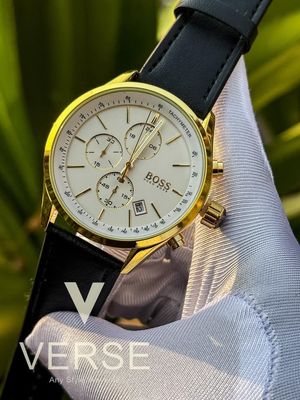 Boss three chrono black belt golden case white dial_img_0