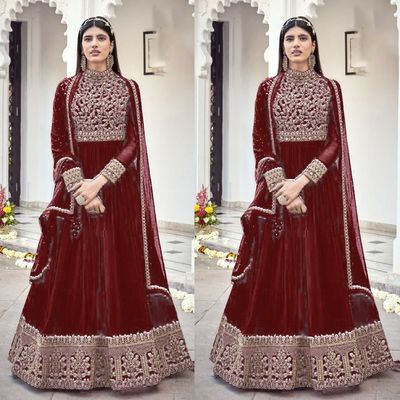 Semi –Embroidery & Sequence Work Party dress_img_1