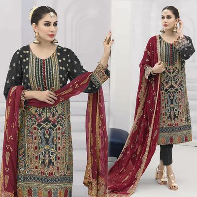 Semi –Embroidery & Sequence Work Party dress_img_1