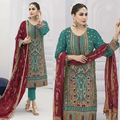 Semi –Embroidery & Sequence Work Party dress_img_3