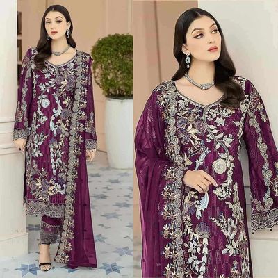 Semi –Embroidery & Sequence Work Party dress_img_1