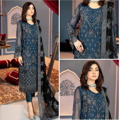 Semi –Embroidery & Sequence Work Party dress_img_3