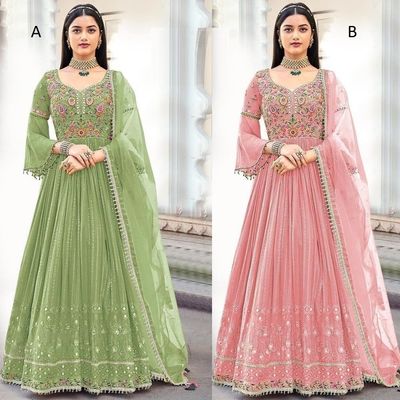 Semi –Embroidery & Sequence Work Party dress_img_1