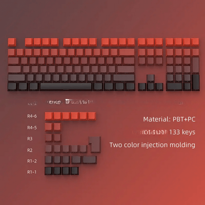 Gradient Side Engraved Keycaps - Red to Black - OEM - 130 Keys_img_0