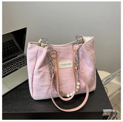 Vintage solid color woman pearl tote bag_img_1