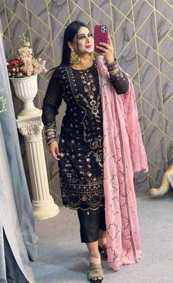Semi –Embroidery & Sequence Work Party dress_img_3
