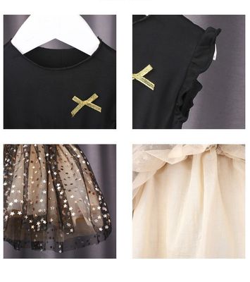 Kids Girls Gold Stars Puffy Sleeveless Princess Dress (6 months to 4 years)_img_2