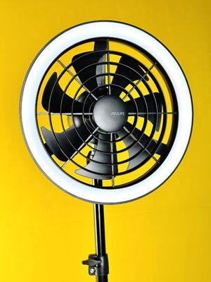 JISULIFE FA17 Rechargeable Fan with LED Ceiling Fan with Long Tripod Stand- White Color_img_0