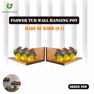 Flower tub wall hanging pot made of wood (s-1)_img_0