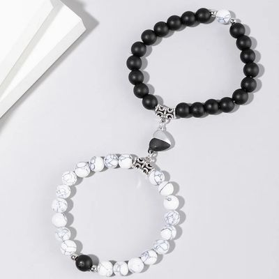 Magnetic Couple Friendship Bracelet Black and White_img_1