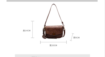 Retro Premium Fashion Crocodile Pattern Saddle Bag_img_14