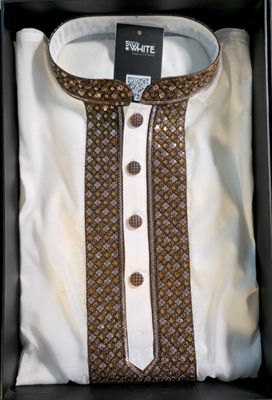 White with Brown Sequined Lace_img_1