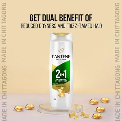 Pantene Advanced Hairfall Solution, 2in1 Anti-Hairfall Silky Smooth Shampoo & Conditioner for Women, 180ML_img_2