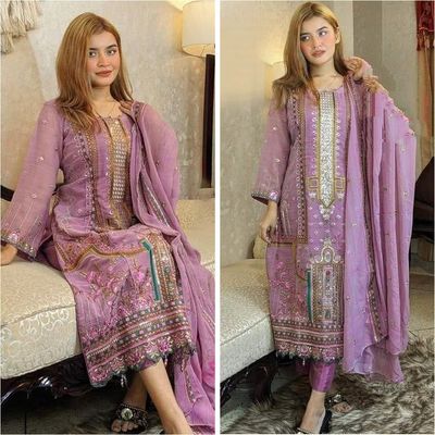 Semi –Embroidery & Sequence Work Party dress_img_4