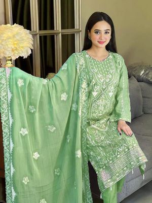 Semi –Embroidery & Sequence Work Party dress_img_1