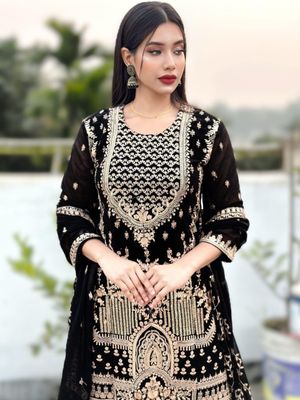 Semi –Embroidery & Sequence Work Party dress_img_2