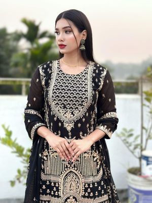 Semi –Embroidery & Sequence Work Party dress_img_3