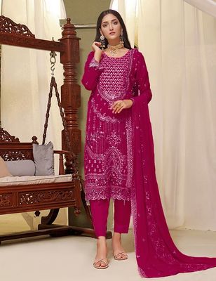 Semi –Embroidery & Sequence Work Party dress_img_6