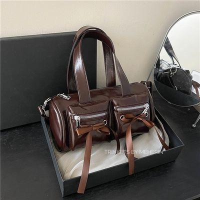 Brown glossy leather bag_img_0