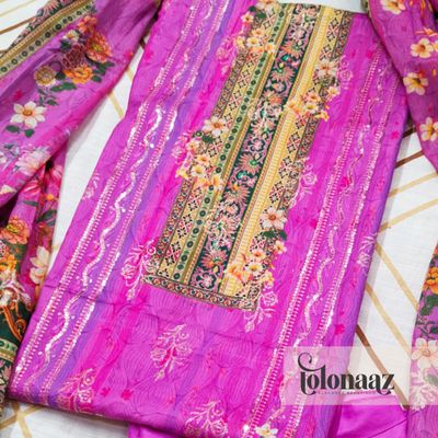 Mashaal Cotton 3 Piece (Purple)