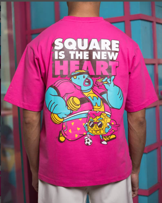 Waffle Up Large Character Printed Unisex Oversized Drop Shoulder Graphic Tees in Pink | Waffle Up X NEED SUPPLY_img_5