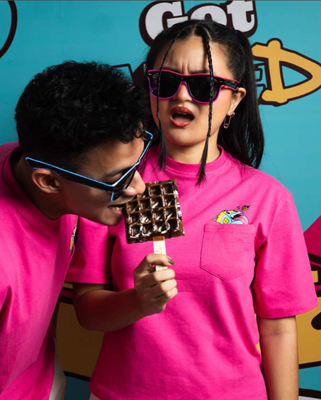 Waffle Up Large Character Printed Unisex Oversized Drop Shoulder Graphic Tees in Pink | Waffle Up X NEED SUPPLY_img_8