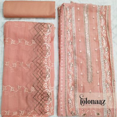 Premium White Gold Indian Unstitched (Red)_img_1