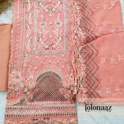 Premium White Gold Indian Unstitched (Red)_img_2