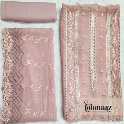 Premium White Gold Indian Unstitched (Light Rose)_img_1