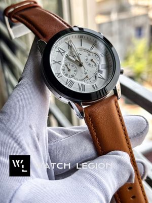 FOSSIL Q MUSTARD BELT SILVER CASE BLACK BEZEL WHITE DIAL_img_0