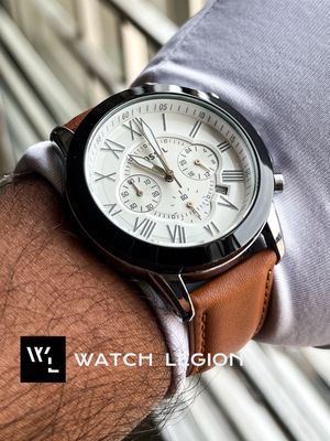 FOSSIL Q MUSTARD BELT SILVER CASE BLACK BEZEL WHITE DIAL_img_1