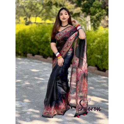 Regal Bloom Digital Print Semi-Muslin Saree_img_1
