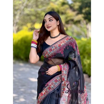 Regal Bloom Digital Print Semi-Muslin Saree_img_2