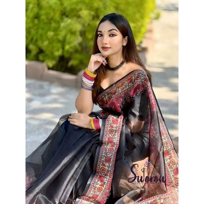 Regal Bloom Digital Print Semi-Muslin Saree_img_3