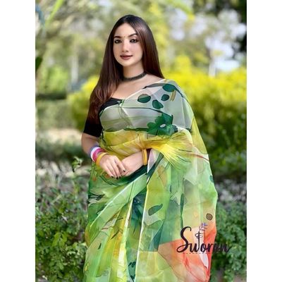 Nature's Bloom Digital Print Semi-Muslin Saree_img_3