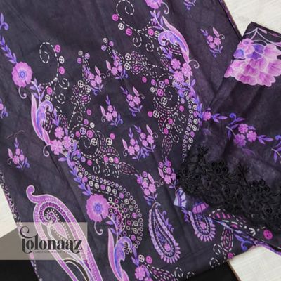 Mashaal Elegant Cotton 3piece (Purple Black)_img_2