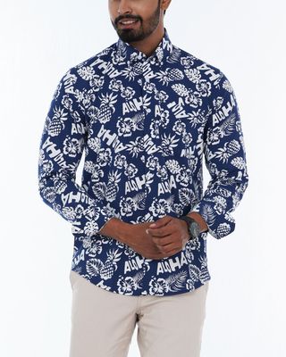 Stylish Printed Cotton Men Casual Full Shirt – Slim Fit, Long Sleeve, Collared Neck | Palli_img_0
