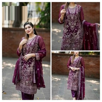 Semi –Embroidery & Sequence Work Party dress_img_12