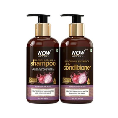 WOW Skin Science Red Onion Black Seed Oil Shampoo 300ml and WOW Skin Science Onion Red Seed Oil Conditioner 300ml Combo_img_0