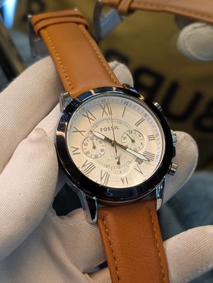 Fossil Q Mustard Belt Silver Body White Dial Black Bezel_img_0
