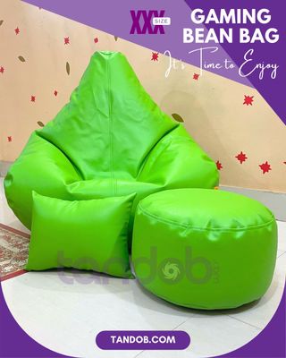XXXL Gaming Bean Bag Chair, Leg rest & Cushion - Combo Set - Light Green Color_img_0
