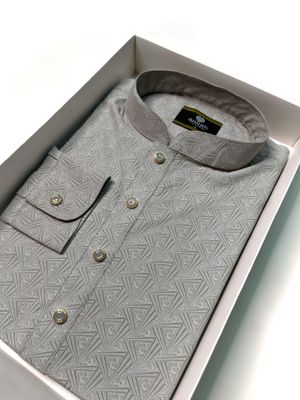 Raafi Textured Cuff Panjabi – Stone Grey Edition_img_1