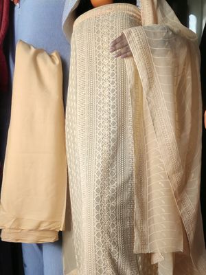 Indian Barish Georget Fabrics Three piece | Unstitched_img_1