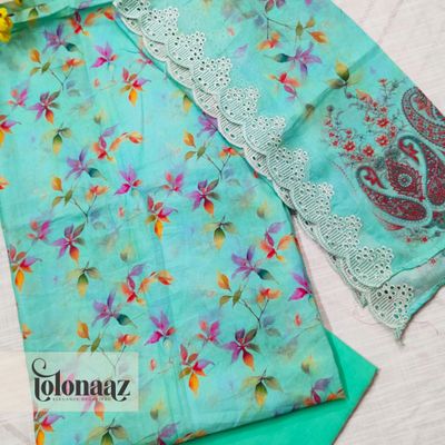 Mashaal Elegant Cotton 3piece (Turquoise)_img_1