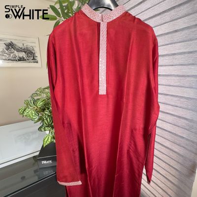 Red Panjabi with Gold Accent_img_1